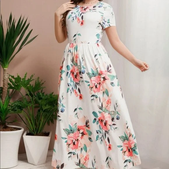 Boho Gypsy Plus Size Floral Print Maxi Dress NO BELT - Picture 4 of 8